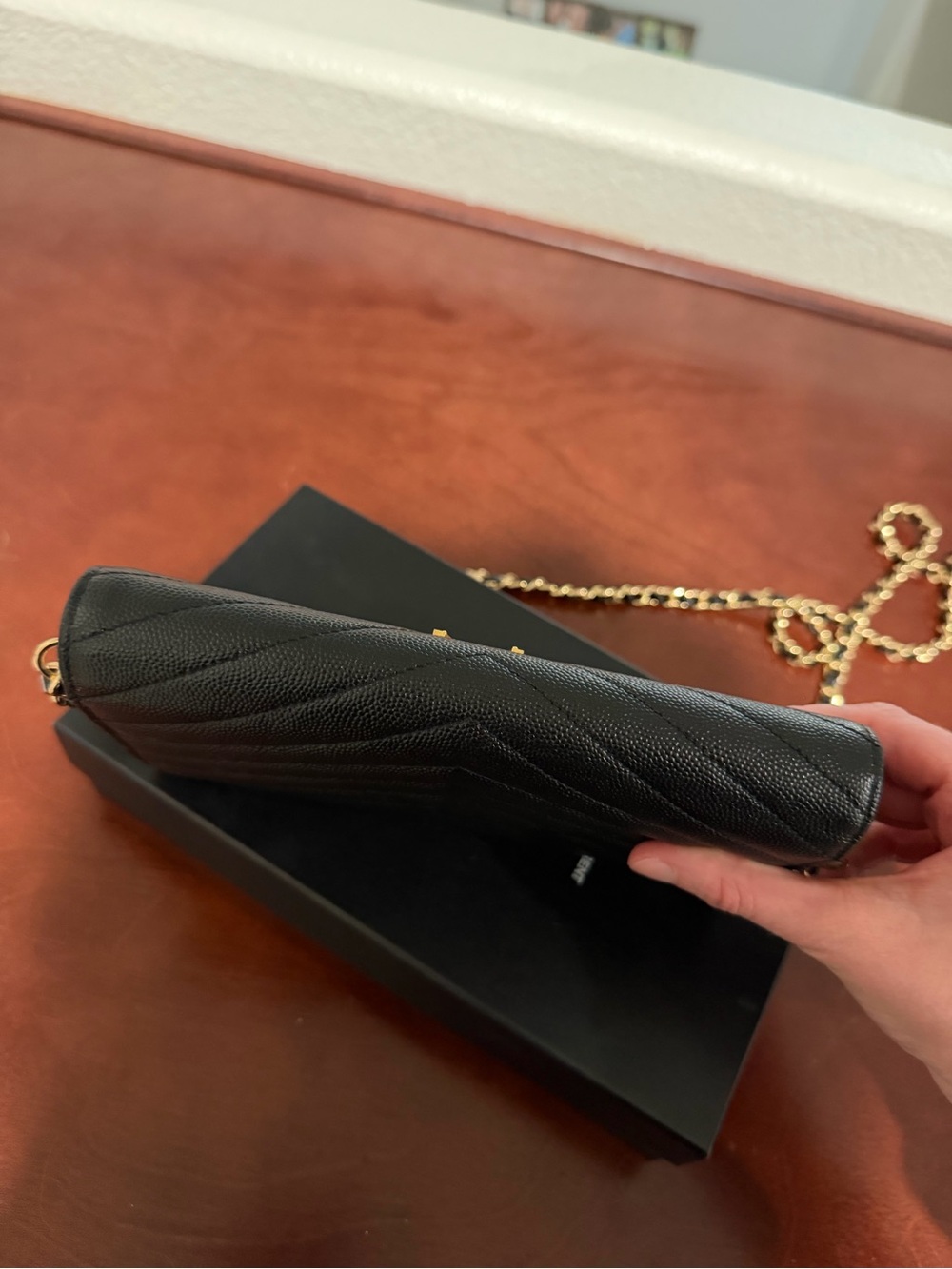 Yves Saint Laurent Black Quilted Leather Wallet on Chain with Gold Hardware - Picture 9 of 15